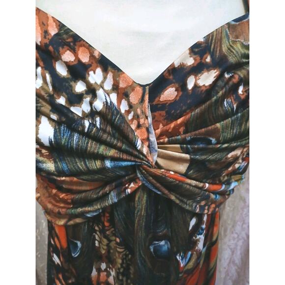 Exotic Sundress Maxi Plus Sz 2X Peacock Halter Bodycon Disco Babydoll Coquette - Picture 4 of 16